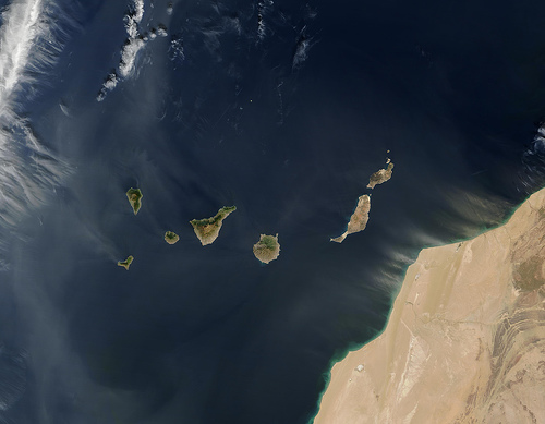 Image du sable allant vers les Canaries depuis le Sahara